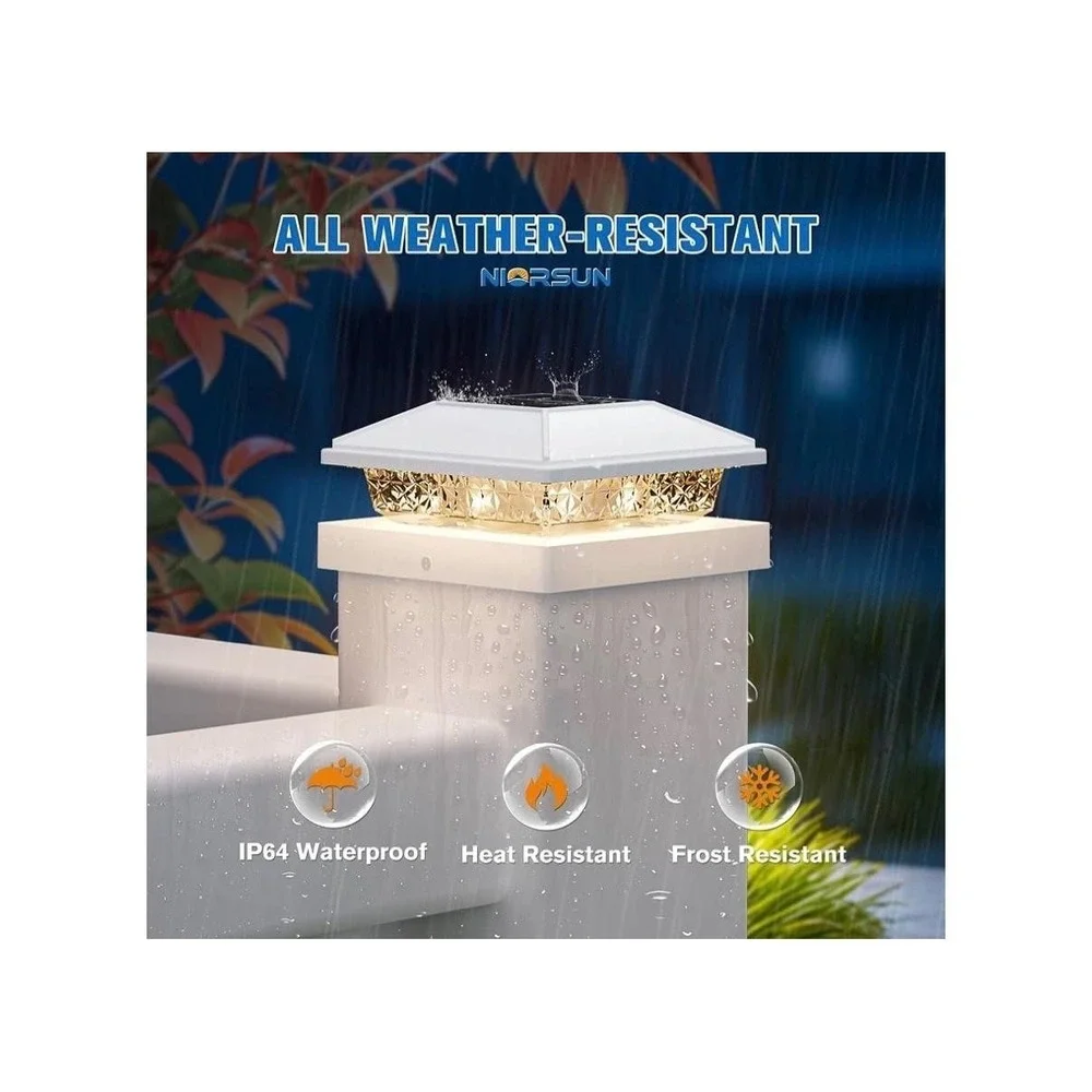 NIORSUN Solar Post Cap Lights 16 Pack Warm White LED 4x4 5x5 Deck Fence Outdoor